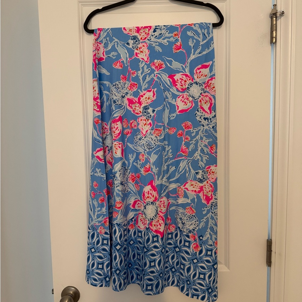 Lilly Pulitzer Blue and Pink Floral A-Line Skirt
